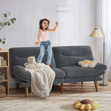 Pipishell Futon Sofa Bed, 73" Convertible Futon Couch, Adjustable Backrest & Armrests, Corduroy Recliner Sleeper Sofa for Small Spaces, Living Room, Office, Guest Room (Grey, 73 in) Pipishell