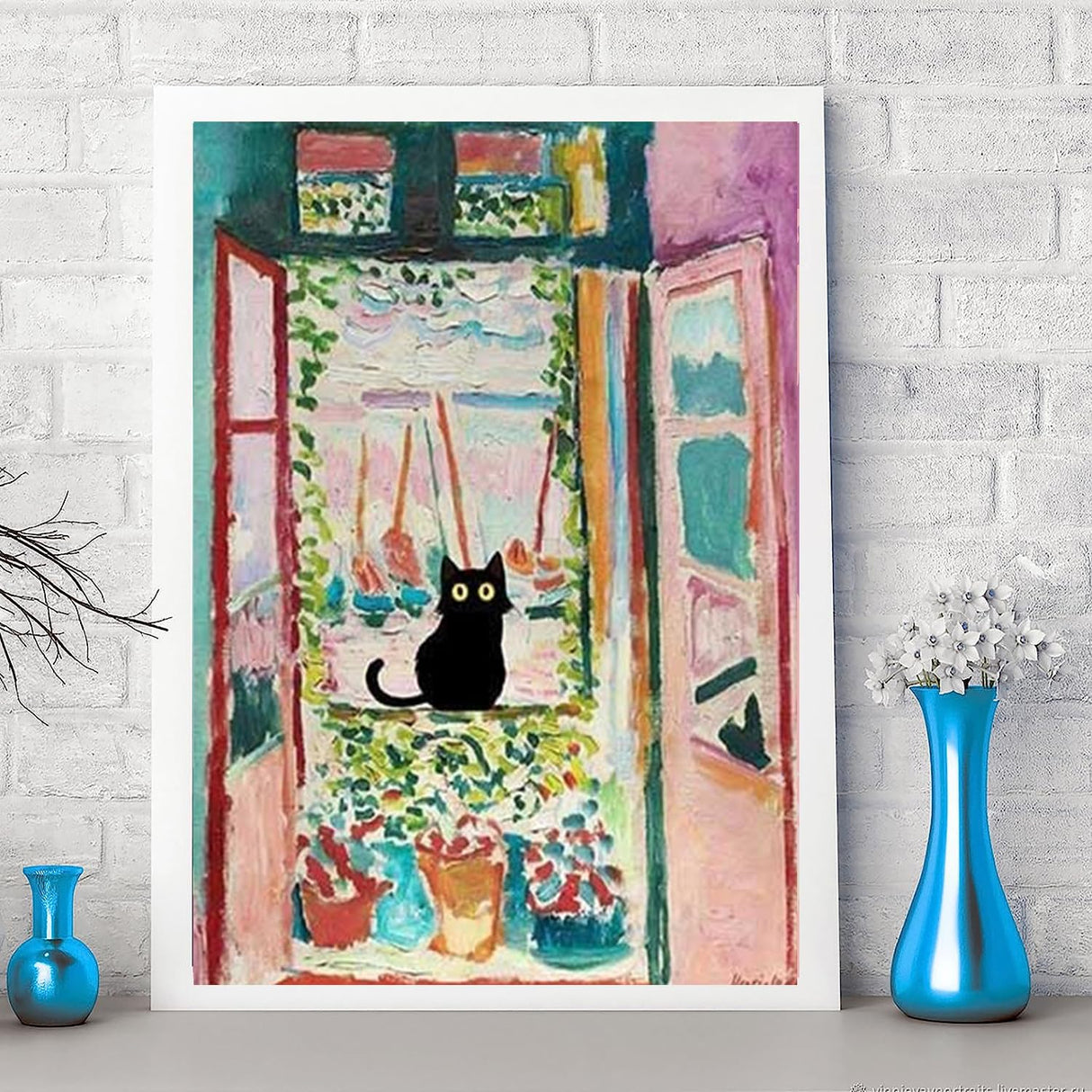 ARPADAMO Adults Beginners Paint by Number Kits ? Press Digital Easy Acrylic Black cat 4 Pieces Paint, DIY Watercolor Paint Press Digital kit on Canvas Home Wall Decoration Without Frame 12×16inch ARPADAMO