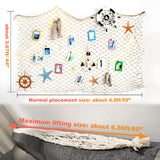 2 Pack Fish Net Decorations for Party, Natural Cotton Hawaiian Party Fishing Net Decorative, Nautical Themed Cotton Fishnet Under The Sea Pirate Ocean Beach Decor BWEALT