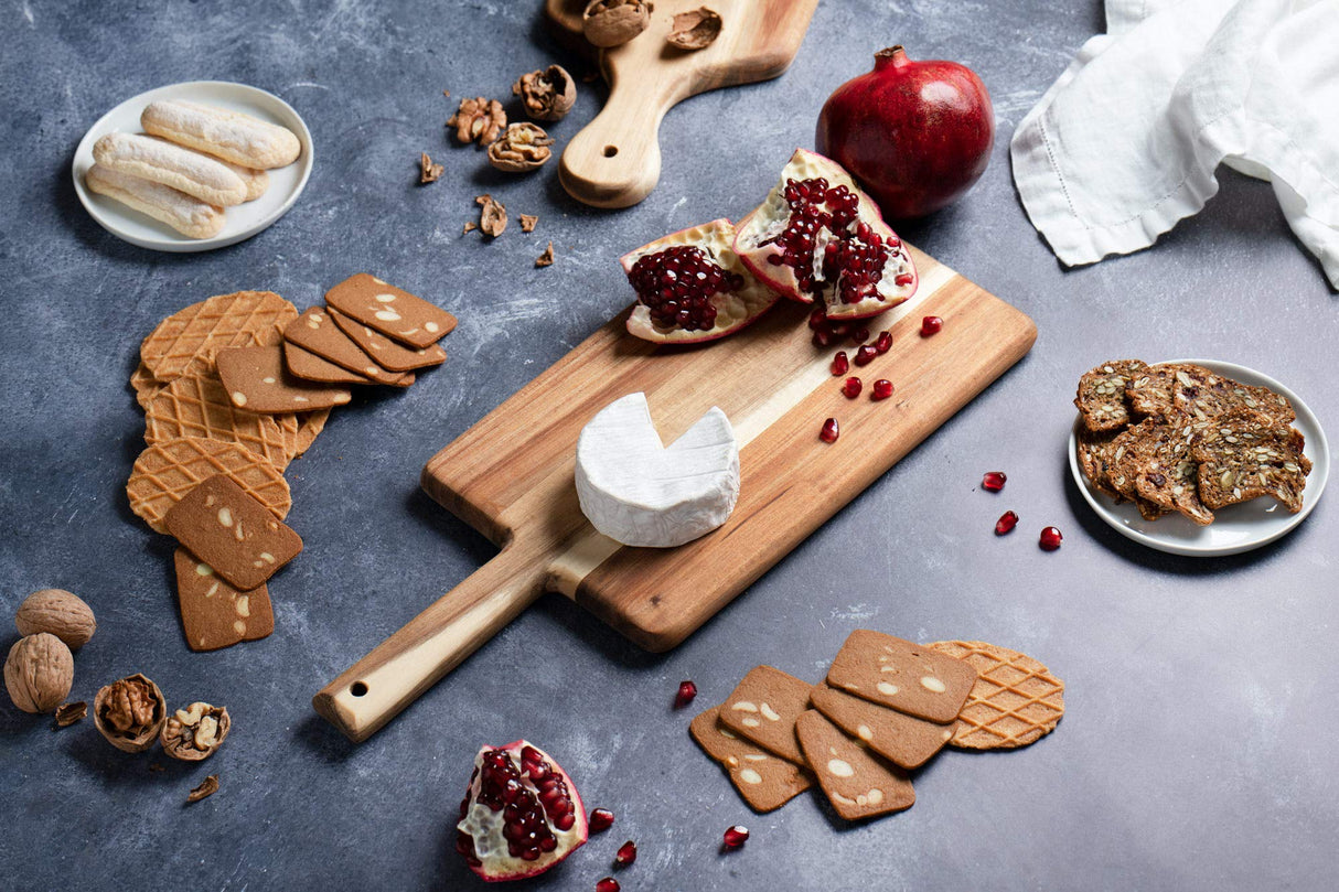 Villa Acacia Wooden Cutting Board - 17 x 7 Inch Wood Board Serving Tray for Bread and Cheese with Handle - Decorative Charcuterie Boards for New Home, Wedding Gift Thirteen Chefs