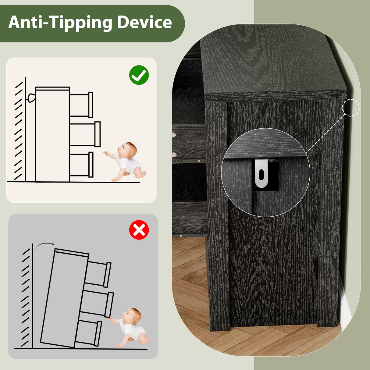 GarveeHome 6 Drawer Dresser for Bedroom, Wide Wood Chest of Drawers Handle Free, Large Modern Dresser Storage Cabinet for Living Room, Hallway Entryway GarveeHome