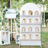 LOYIM 5.9 ft Wooden Arch Party Display 4 Tier Champagne Wall Foldable Treat Wall Display Backdrop Wedding Drink Shelves for Wedding Birthday Event Party Decor LOYIM