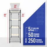 SafeRacks 5-Tier Steel Tote Rack - Maximize Space, Declutter, Organization, NSF Certified, Bin Storage for Garage, Pantry, Kitchen, Workspace, 5 Shelves, 31″ x 23″ x 68″, Black SafeRacks