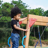 Dolphin Playground Monkey Bars for Backyard, Wooden Swing Sets for Backyard with Trapeze Swing Bar and 2 Belt Swings, Outdoor Monkey Bars for Kids, Outdoor Playset, Kids Outdoor Play Equipment DOLPHIN PLAYGROUND T