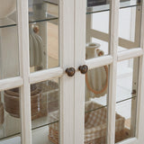 CKEASEAN Glass Display Cabinet, 69" H Curio Cabinet with Adjustable Shelves and 4 Glass Doors, Light Bulb Included, Elegant Antique Showcase, Rack for Living Room/Home Office (White) CKEASEAN