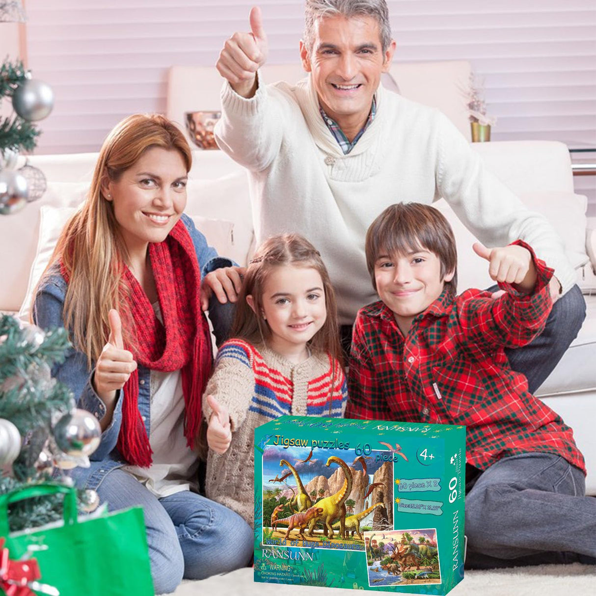 Dinosaur Puzzles for Kids Ages 4-8 Year Old - World of Huge Dinosaurs,2 Packs 60 Pieces Jigsaw Puzzle for Toddler Children Learning Educational Puzzles Toys for Boys and Girls. RANSUNN