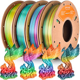 ERYONE Silk Rainbow Filament PLA 1.75mm for 3D Printer +/- 0.03mm, 0.25kg*4 Spools, Palette, Mountain Mirage, Sunset, Waterfall Rainbow ERYONE