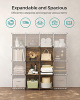 SONGMICS 6 Cube Storage Organizer, DIY Closet Shelf, Plastic Clothes Organizer, Modular Bookcase, 11.8 x 11.8 x 11.8 Inch Cubes, with Feet and Rubber Mallet, Rustic Brown ULPC111A01 SONGMICS