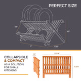 Dish Drying Rack - Collapsible 2-Tier Bamboo Dish Drainer Kitchen Plate Rack for Kitchen Countertop - Foldable & Compact for Space-Saving Storage Bambüsi