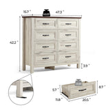 LINSY HOME Dresser for Bedroom with 8 Drawers, Updated Wide Chest of Drawers, Modern Farmhouse Bedroom Tall Dresser with Storage Organizer, Wooden Dressers for Living Room, Beige LINSY HOME