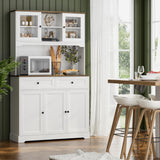 FACBOTALL Kitchen Pantry Storage Cabinet, Freestanding Hutch Cabinet with Buffet Cupboard, Utility Pantry with Microwave Stand,Tall Kitchen Cabinets with Adjustable Shelves for Kitchen FACBOTALL