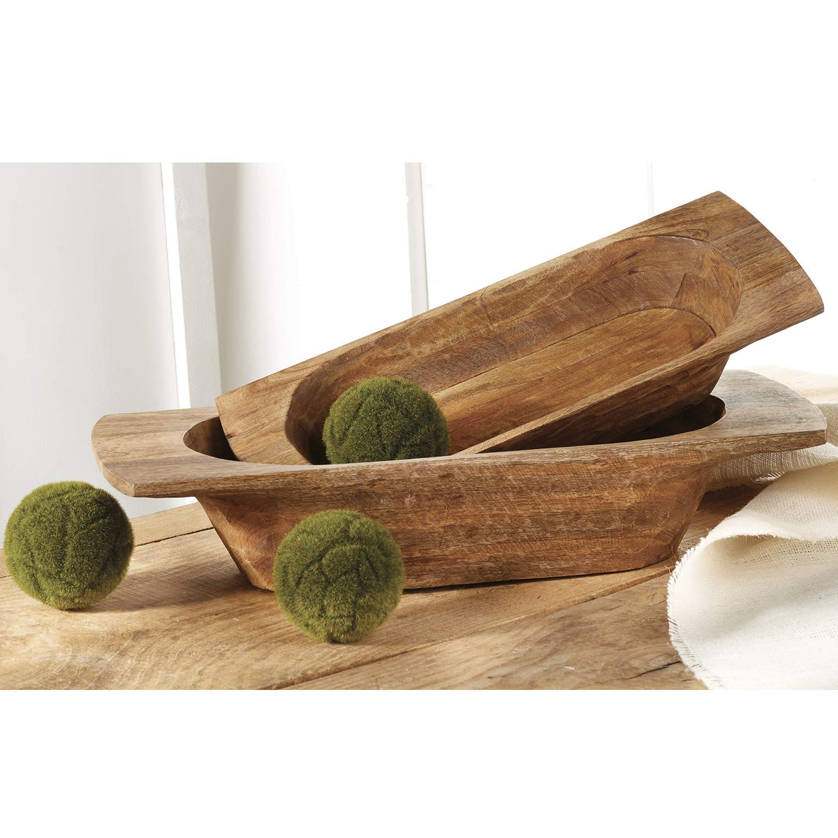 Mud Pie DOUGH BOWL SET, Brown, small 5" x 20" x 8" | large 5" x 24" x 10 1/2" Mud Pie