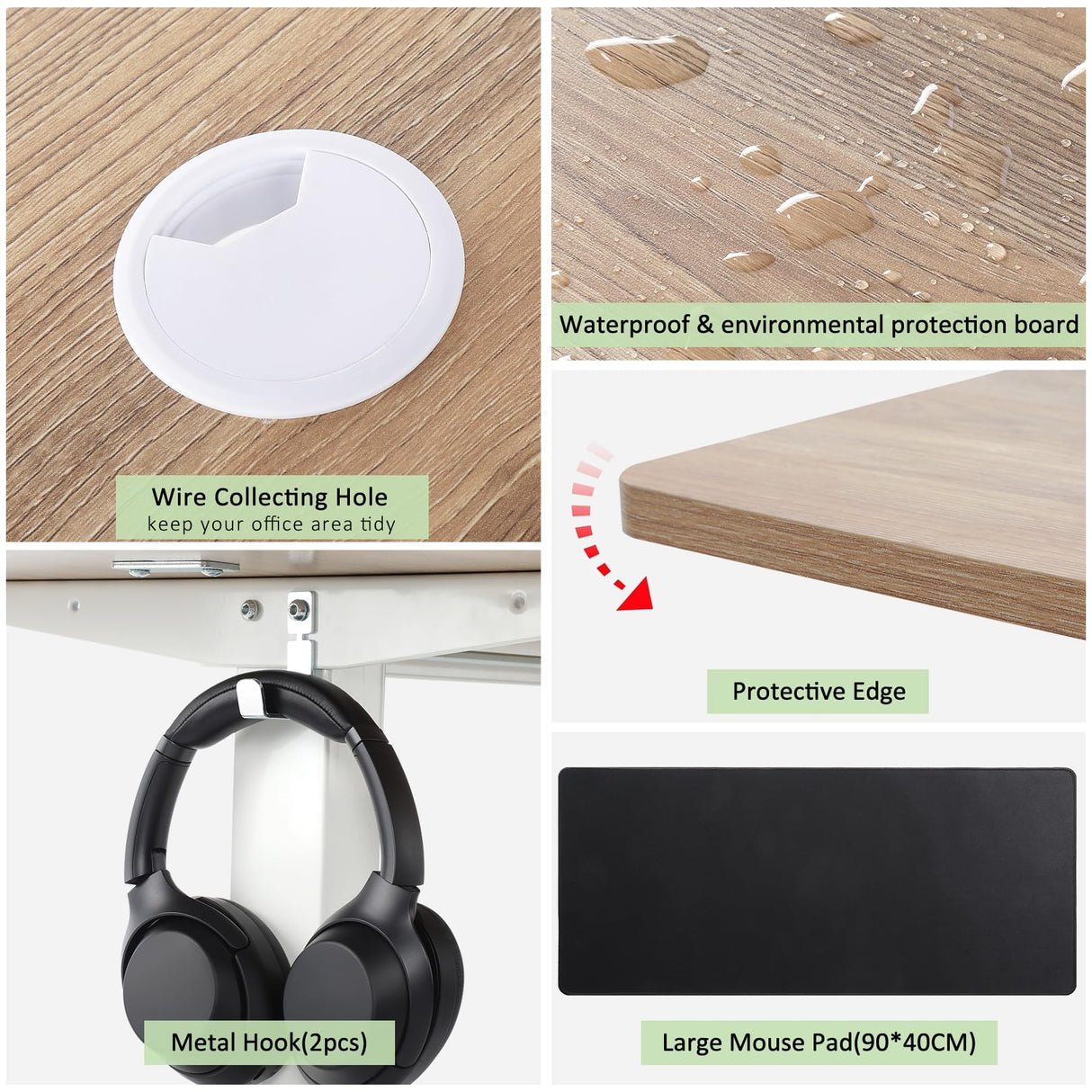 farexon Electric Standing Desk Adjustable Height, 63x24 Inches Computer Desk with Rolling Wheels, Mouse Pad,Multifunctional Stand up Desk for Home/Office(Oak Gray) farexon