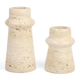 Vixdonos Natural Stone Candle Holder Set of 2 Taper Candle Candlestick Mantle Candle Stand for Home Decor,Wedding,Party and Table Centerpieces(White) Vixdonos