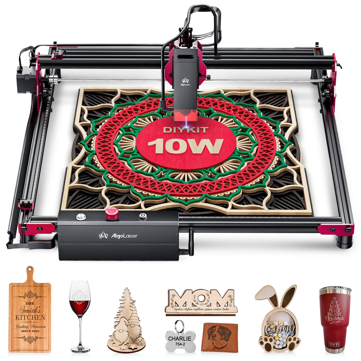 AlgoLaser DIY KIT Laser Engraver Laser Cutter Machine, 10W Output Laser Engraving for Making 3D Wooden Puzzles, Engraving Machine for Wood, Metal,Stainless Steel AlgoLaser