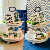 Houmury Set of 17 Farmhouse Tiered Tray with 1 Lantern Artificial Plant& Cutting Board Sign for Rustic Home Sweet Home Kitchen Decor Tier Tray Decor Set Houmury