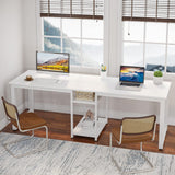 Tribesigns 78 Inches Computer Desk, Extra Large Two Person Office Desk with Shelf, Double Workstation Desk for Home Office(White) Tribesigns