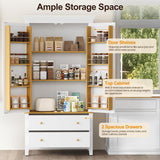 RoyalCraft 70'' Tall Kitchen Pantry Cabinet, Large Storage Cabinet with 8 Door Shelves, White Kitchen Cabinet with 2 Drawers & Adjustable Shelves for Dining Room, Living Room, Laundry RoyalCraft