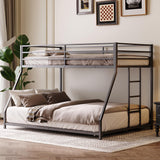 Twin Over Full Bunk Beds, Floor Bunk Bed Twin Over Full Bunk Beds with Build in Ladder, Heavy Buty Bunk Bed/Twin Over Full Bunk Bed for Adults, Teens, Kids(Twin Over Full, Black) Bellemave