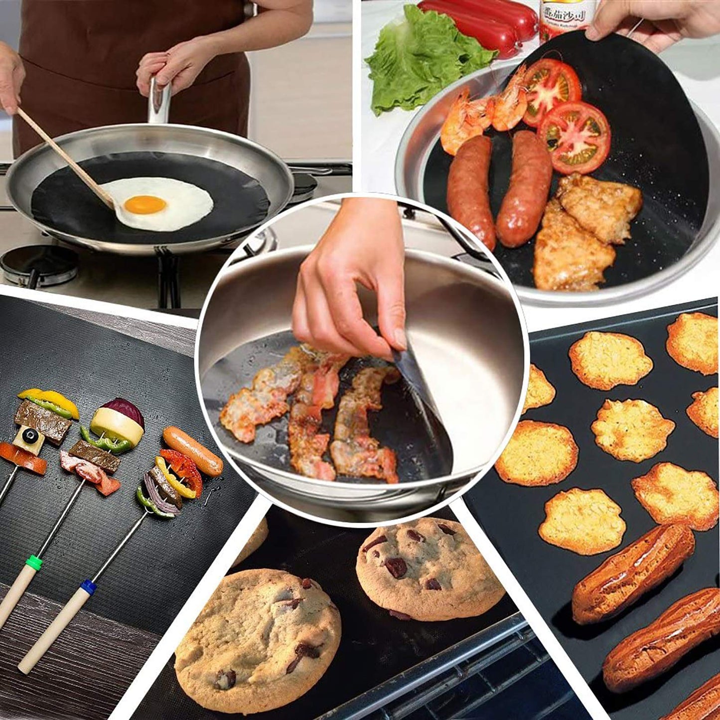 Grill Mat, 70" x 16" Grilling Mats for Outdoor Grill Nonstick, BBQ Silicone Grill Mat Accessories for Griddle, Cut to any Size, Resuable and Easy to Clean, Works On Charcoal Electric Gas Grill - Black