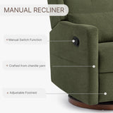 KISLOT Nursery Recliner Chair Swivel Glider Upholstered Rocker Fabric Manual Reclining Chair with Wood Base for Living Room Bedroom KISLOT