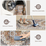 Madane Runner Rug 2x8, Washable Hallway Runner Rugs, Non-Slip Low-Pile Soft Kitchen Rug Runner Laundry Room Rug, Vintage Throw Entry Foyer Mat for Entrance Living Room (Turmeric/Grey, 2 x 8) Madane