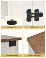 Hzuaneri Dog Crate Furniture, 71" Heavy Duty Dog Kennels with Divider, Pads, Side Table, TV Cabinet, Wooden Dog Crate Furniture for 2 Dogs, Small/Medium/Large Dog, Anti-Chew, White Brown Hzuaneri