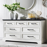 ACCOHOHO 7 Drawer Dresser, 52" Farmhouse Chest of Drawers for Bedroom, Wide Dresser TV Stand with Large Metal Handle, Modern Wood Drawer Organizer for Living Room, Hallway, Closet - White ACCOHOHO