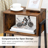 HOOBRO Nightstands Set of 2, Stackable End Table, Side Table, Bedside Tables with Open Storage Shelf, for Bedroom, Living Room, Rustic Brown BF38BZP201 HOOBRO