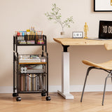 SWTYMIKI Rolling Cart with Drawers - Metal Utility Cart with Wood Shelf, DIY Divider and Locking Wheels, Craft & Art Cart Organizer for Under Desk Storage for Home Office Studio, Black SWTYMIKI