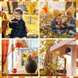 Wooden Fall Wind Chime Kit for Kids Make Your Own Maple Leaf DIY Wind Chime Kit Coloring Fall Craft for Kids Hanging Ornaments Thanksgiving Autumn Halloween Party Craft 9 Pack Sealmic