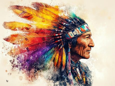 CDYCNXZ Native American Indian Chief Colorful Feather Diamond Painting Kit Full Drill Indian Diamonds Painting Gem Art for Gift Wall Decor 12x16 inch CDYCNXZ