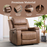 EBELLO Recliner Chair, Single Overstuffed Sofa Recliner, Breathable Faux Leather Manual Reclining Chairs with Hidden Cup Holder, Arm and Back for Adults, Living Room, Bedroom, Light Brown EBELLO