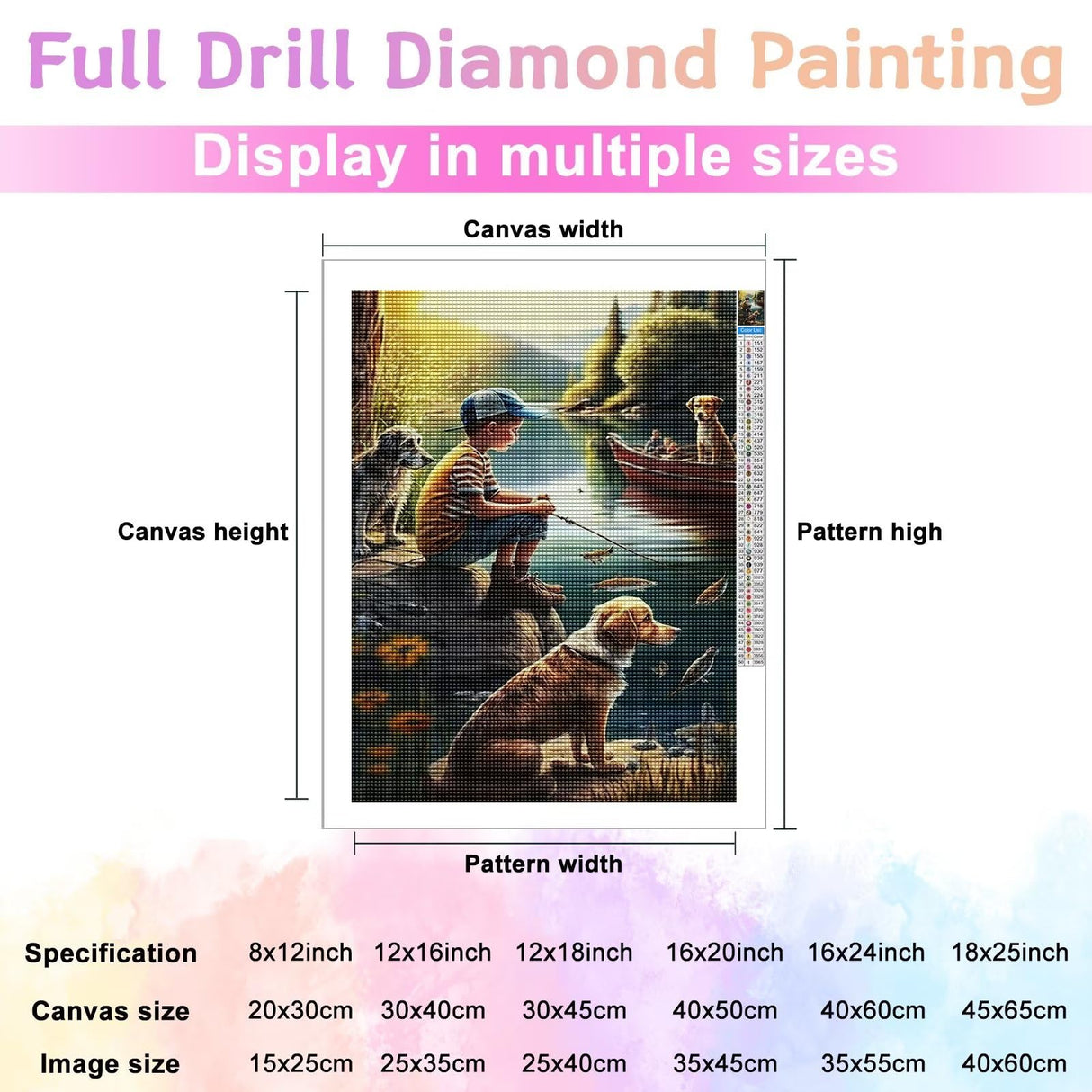 Champi Diamond Painting Kit for Adults, Fishing Boy & Dog 5D Diamond Art Kit, Diamond Painting Kit Full Diamond Round Gift, Wall Decor 8x12 Inch Champi
