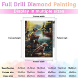 Champi Diamond Painting Kit for Adults, Fishing Boy & Dog 5D Diamond Art Kit, Diamond Painting Kit Full Diamond Round Gift, Wall Decor 8x12 Inch Champi