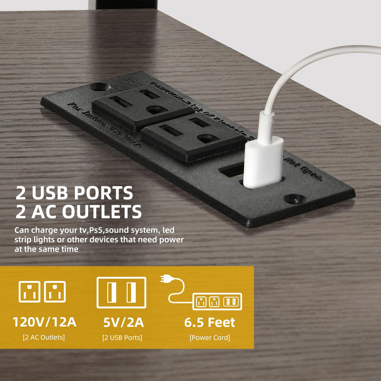 DWVO TV Stand with Mount, Black TV Stands for Living Room w/Power Outlet, LED Entertainment Center for 70/65/60 inch TV, Height Adjustable TV Console Cabinet, Grey DWVO