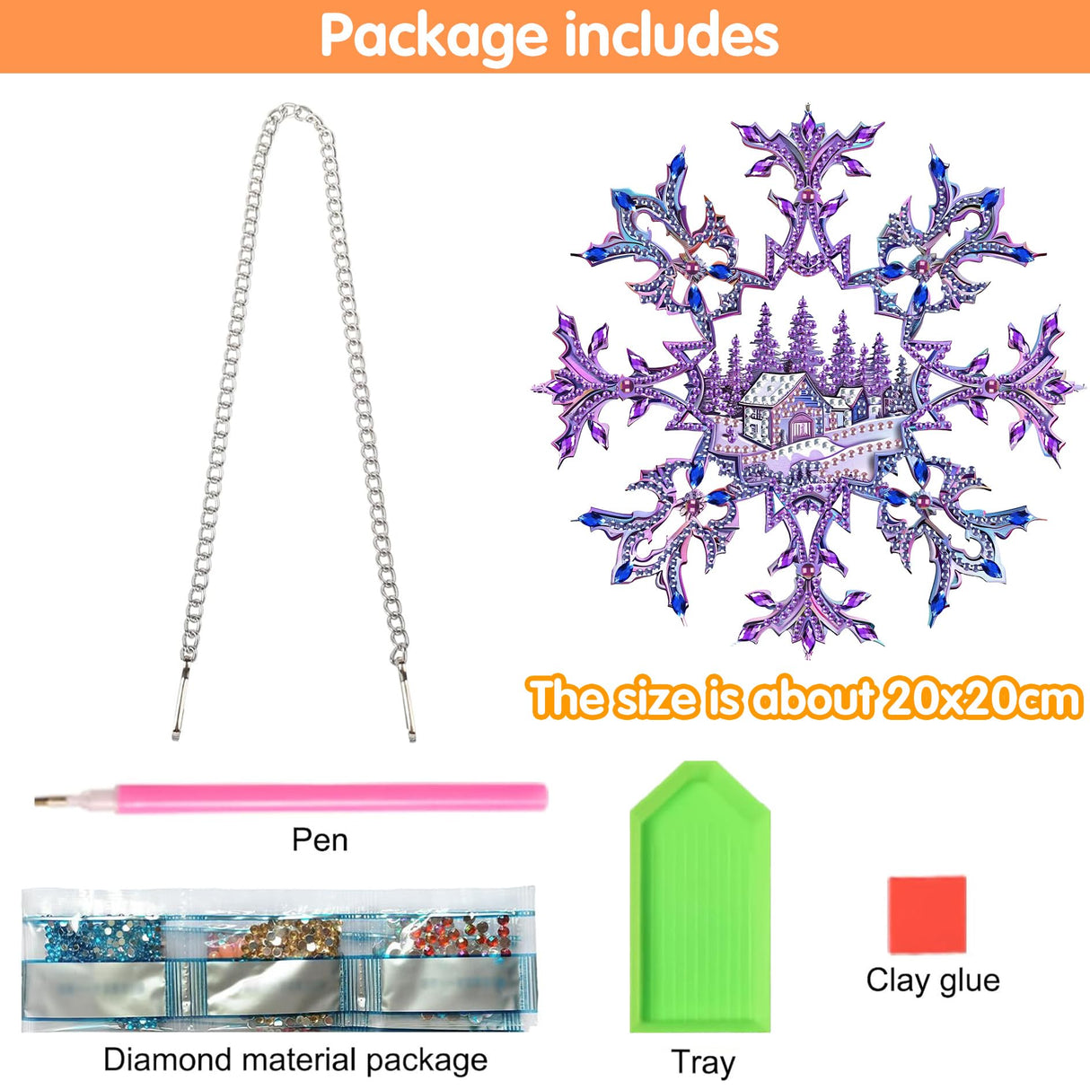 Zariocy Sun Catcher Window Hanging Diamond Art Kits - DIY Snowflake Diamond Painting on Acrylic Board Pendant Ornament for Home, Garden, Wall, Porch, Front Door Sign, Christmas Decor 8x8 inch Zariocy