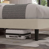 VECELO Full Size Bed Frame with Upholstered Headboard, Velvet Platform Bedframe Mattress Foundation, Strong Wood Slat Support, No Box Spring Needed,Velvet Beige VECELO