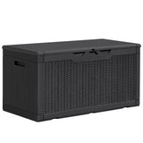 Greesum 100 Gallon Resin Deck Box Lockable Large Outdoor Storage Boxes for Garden Tools, Patio Furniture Cushions, Pool Supplies, Black Greesum