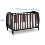 Delta Children Taylor 4-in-1 Convertible Baby Crib, Easy to Assemble, Sustainable New Zealand Wood, JPMA Certified, Dark Chocolate Delta Children