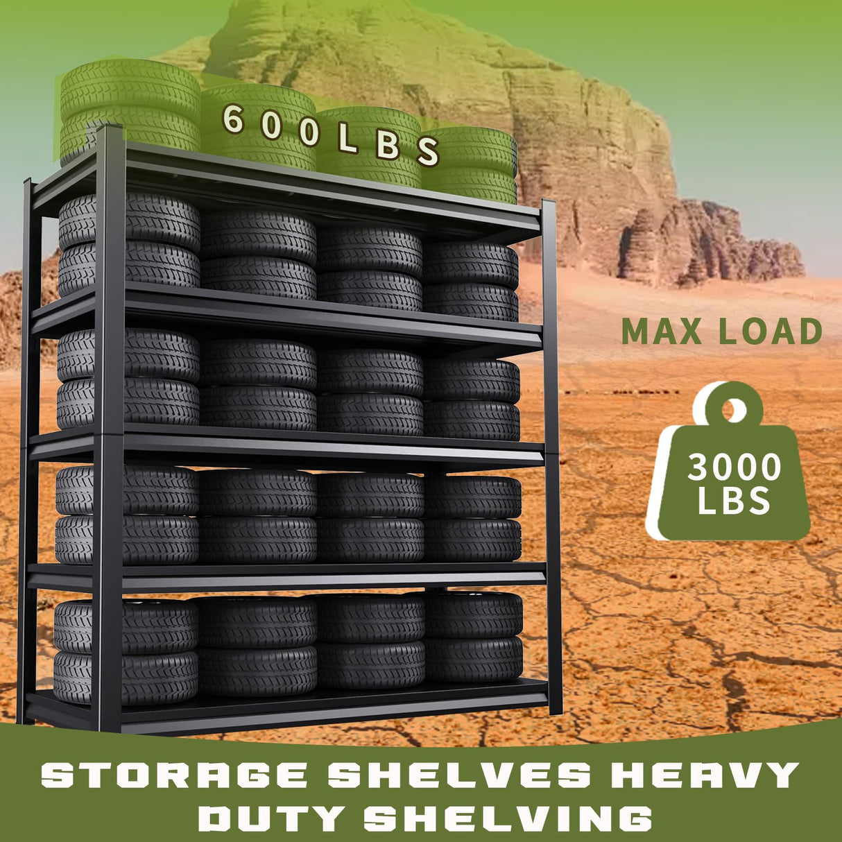 Garage Shelving Heavy Duty Storage Shelves Easy Assembly 5 Tier Adjustable Metal Shelving Utility Shelf Rack Garage Storage Organizer for Garage, Basement, Warehouse (72"H x 35.4"W x 15.7"D) AOJUFEO