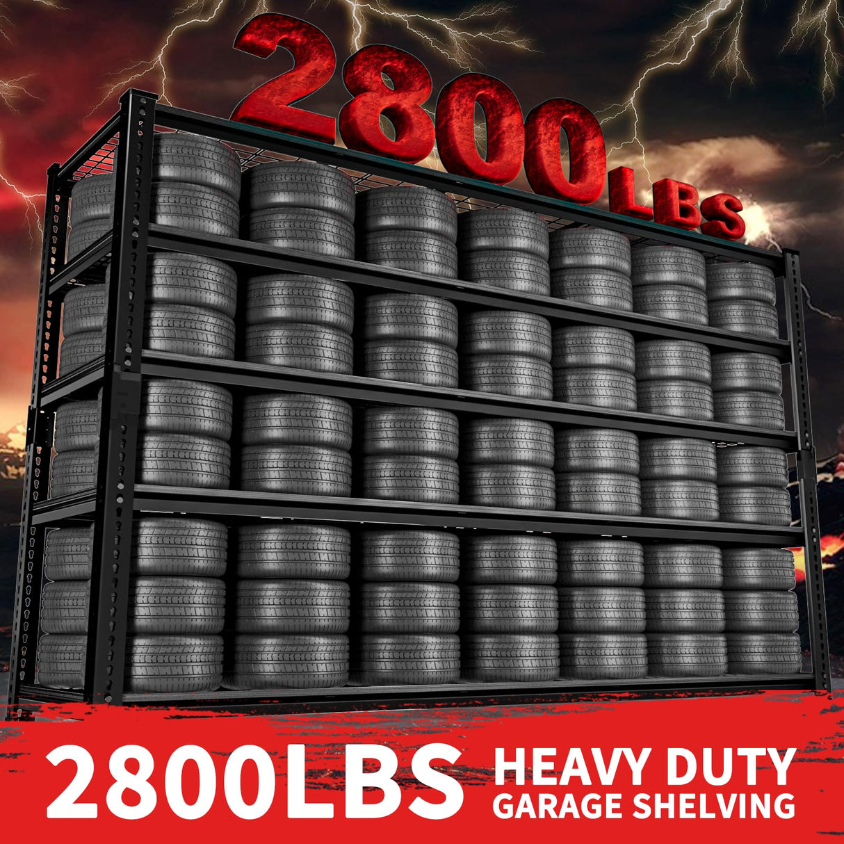 MODCART Storage Shelves 2PCS, Garage Shelving Heavy Duty 2800 LBS Capacity, 48" L x 18" W x 72" H Adjustable Metal Shelving Organizer Wire Rack, 5 Tier Utility Shelf Unit for Pantry Closet Warehouse MODCART