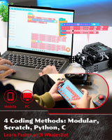 WhalesBot Rocky Coding & Remote Control Robot Kit for Kids 8-16, Modular/Scratch/Python/C Programming, Educational Engineering Science Toy Set with Multiple Sensors and Smart Controller WhalesBot