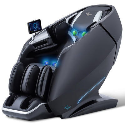 A860 Full Body 4D Massage Chair-Health Detection,Dual-Core System, 125°-166° i-Open Flexible Rail,Top Grain Genuine Cowhide,Customizable Programs,APP Control, AI Voice Control, 20+5 Modes(Deep Black)