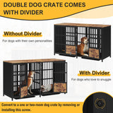 BOINN Large Dog Crate Furniture, 63 inch Heavy Duty Double Dog Crate with Divider, Extra Large Dog Kennel Furniture with Removable Trays for Medium Large Dogs BOINN