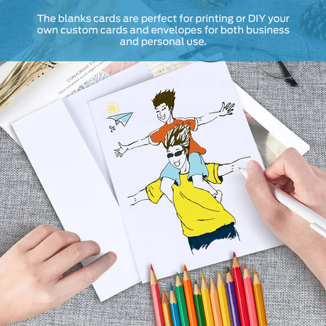 Ohuhu Blank White Cards and Envelopes 50 Pack - 5" x 7" Heavyweight Folded Cardstock and A7 Envelopes for DIY Greeting Cards Wedding Birthday Invitations Baby Shower Thank You Cards and All Occasions Ohuhu