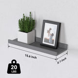 DOLLFIO Floating Shelves Set of 6, Grey Wall Shelves with Lip, Display Shelves for Wall Decor, Modern Picture Ledge for Living Room, Bedroom, Nursery, Bathroom, Pictures, Books, Plants- Grey DOLLFIO