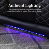 IOMOR Home Theater Seating with USB Ports and Cup Holders, Overstuffed Faux Leather Electric Power Recliner Chair with Hidden Arm Storage, Ambient Lighting (1, Black+Lighting) IOMOR