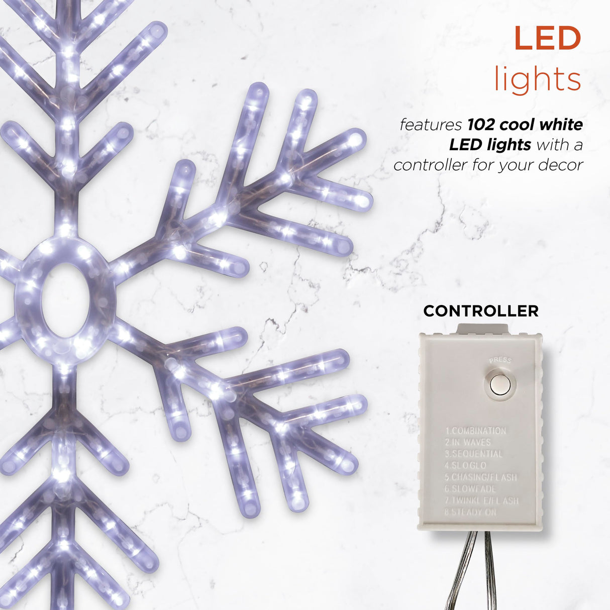 Alpine Corporation 24"H Indoor/Outdoor Hanging Snowflake Decoration with LED Lights Alpine Corporation