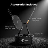 CIAYS Smokeless Firepit, 19 Inch Fire Pit for Camping with Patented Technology, Portable Fire Pit for Outside with Steel Grill Rack, Fire Poker, and Bag, Easy Setup and Storage, Wood Burning Ciays